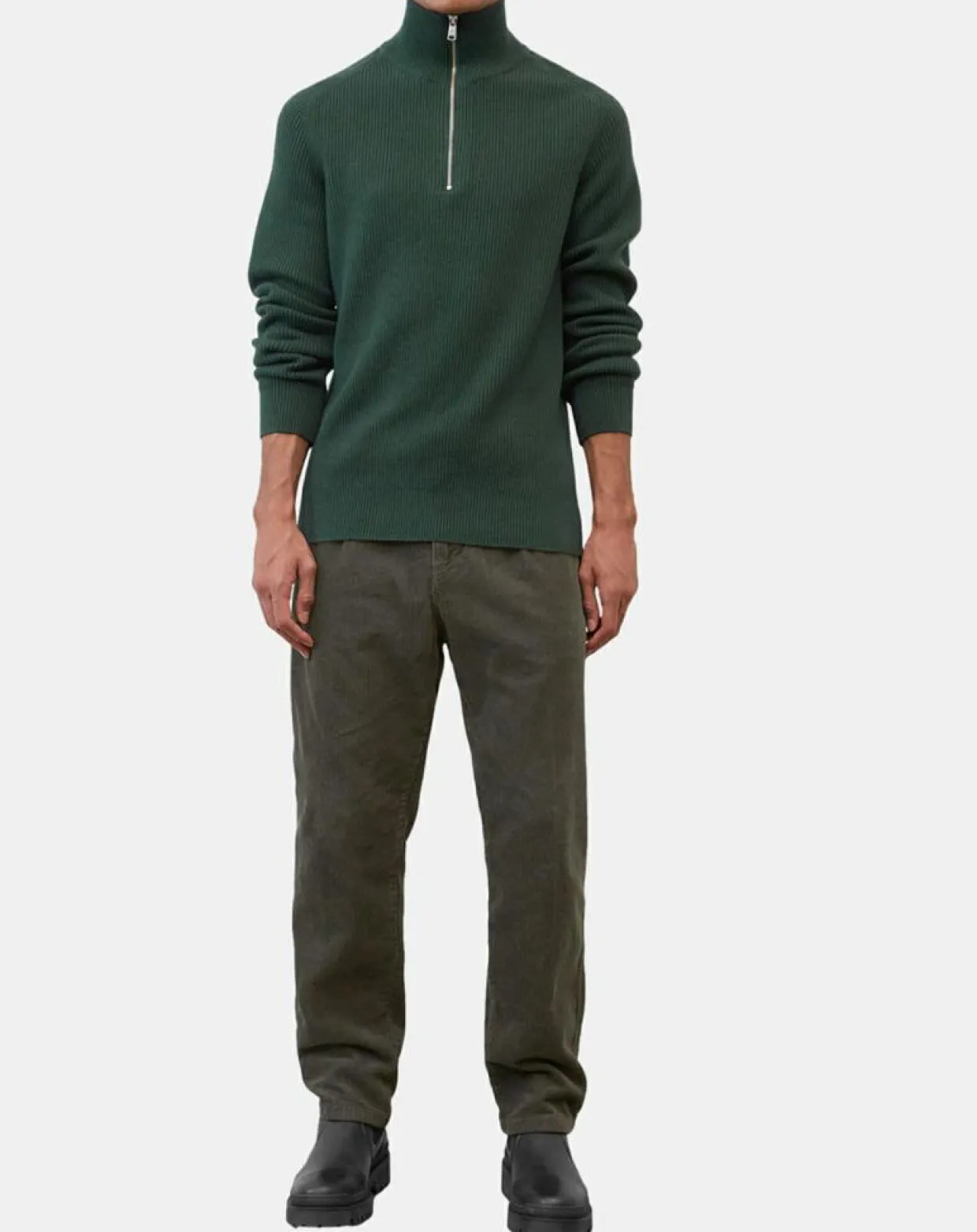 Homme Marc O'Polo Pulls^Pull côtelé en Coton & Laine vert