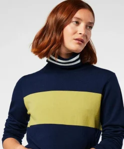 Pull Cunégonde col roulé bicolore bleu marine-Rodier Clearance