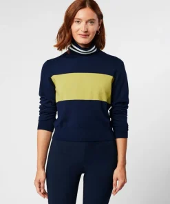 Pull Cunégonde col roulé bicolore bleu marine-Rodier Clearance