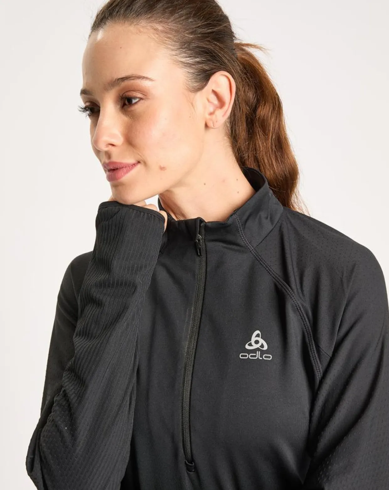Femme Odlo Pulls^Pull de running 1/2 zip Zeroweight noir