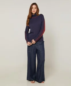 Femme Rodier Pulls^Pull Delphine 100% Laine mélangée bleu denim