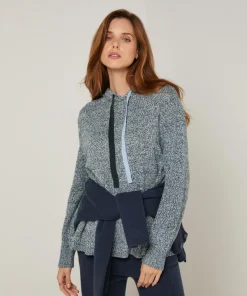 Femme Rodier Pulls^Pull Domitille à capuche chiné bleu