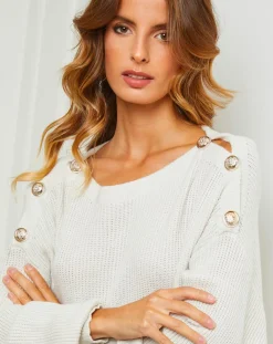 Pull Ella ecru-Fleur de cachemire Outlet
