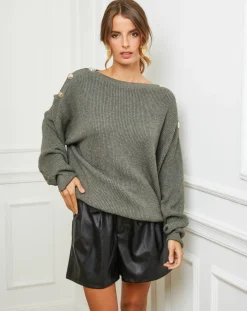 Femme Fleur de cachemire Pulls^Pull Ella kaki