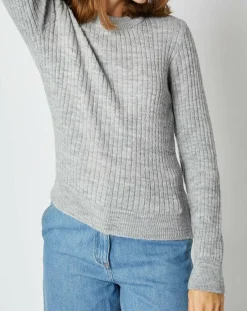 Femme An'ge Pulls^Pull Emma en Maille mélangée gris perle