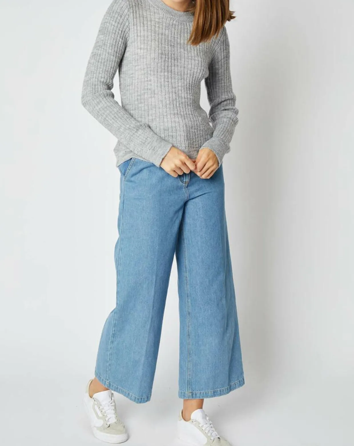 Femme An'ge Pulls^Pull Emma en Maille mélangée gris perle
