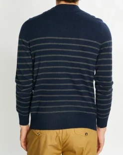 Homme Galeries Lafayette Pulls^Pull en Cachemire & Laine Memarino rayé col rond bleu marine