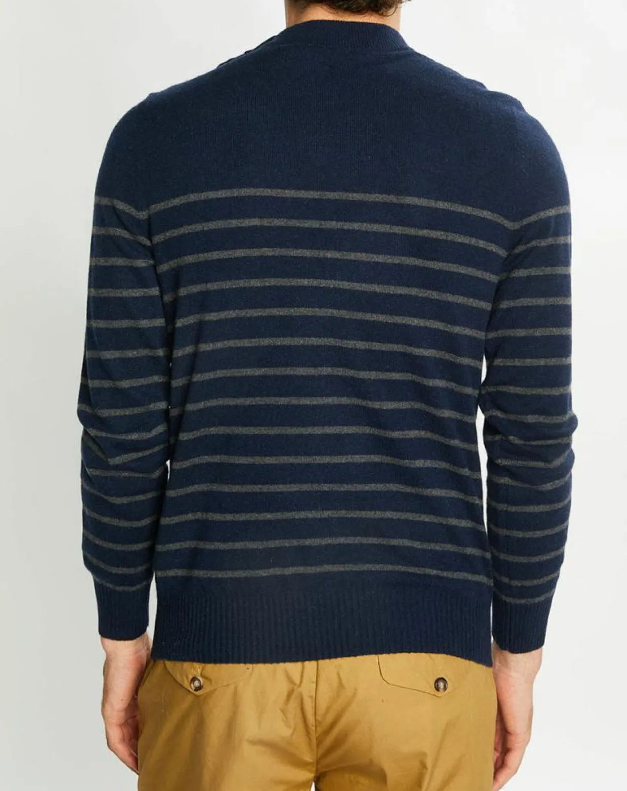 Homme Galeries Lafayette Pulls^Pull en Cachemire & Laine Memarino rayé col rond bleu marine