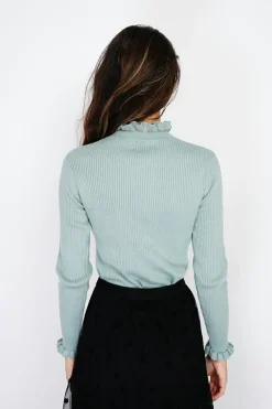 Femme C&Jo Pulls^Pull en Cachemire & Soie mélangés col montant jade