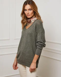 Pull en Cachemire mélangé Abigael kaki-Fleur de cachemire