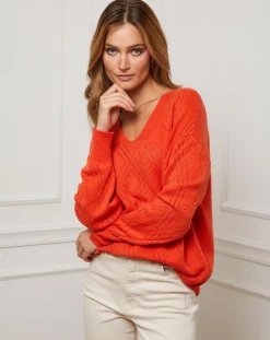 Pull en Cachemire mélangé Abigael orange-Fleur de cachemire New