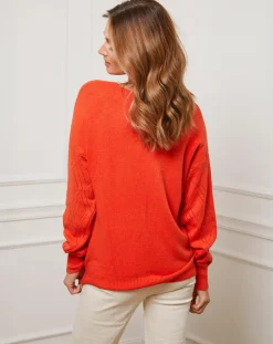 Pull en Cachemire mélangé Abigael orange-Fleur de cachemire New