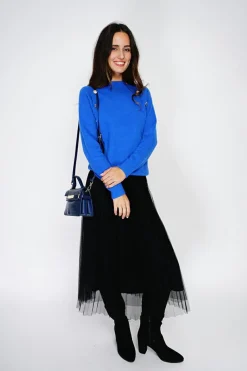 Pull en Cachemire mélangé boutons fantaisie royal-C&Jo Clearance