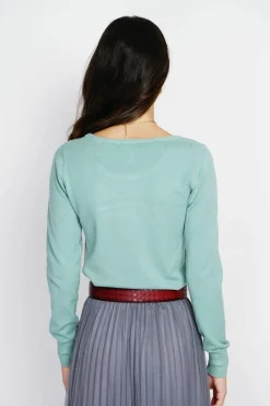 Pull en Cachemire mélangé col rond jade-Assuili Online