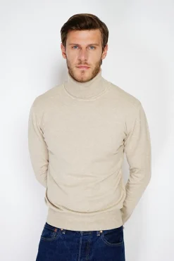 Homme C&Jo Pulls^Pull en Cachemire mélangé col roulé camel