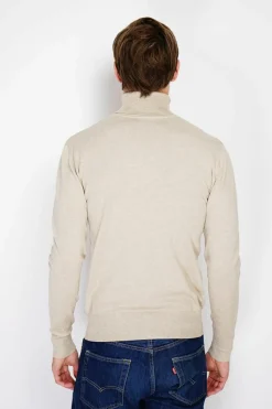 Homme C&Jo Pulls^Pull en Cachemire mélangé col roulé camel
