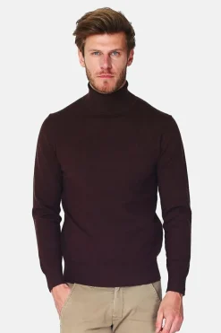Homme C&Jo Pulls^Pull en Cachemire mélangé col roulé café