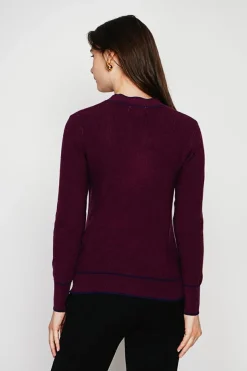 Femme C&Jo Pulls^Pull en Cachemire mélangé col V à noeud bordeaux