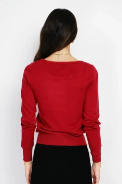 Femme Assuili Sweats^Pull en Cachemire mélangé col rond rouge