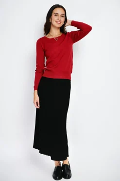 Femme Assuili Sweats^Pull en Cachemire mélangé col rond rouge