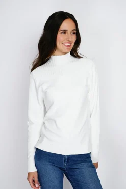 Femme Assuili Pulls^Pull en Cachemire mélangé col montant naturel