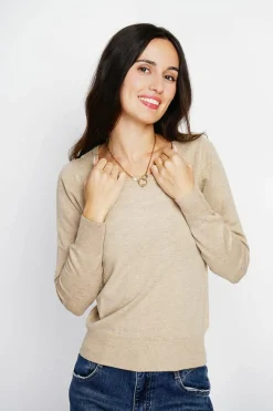 Femme Assuili Pulls^Pull en Cachemire mélangé col rond camel