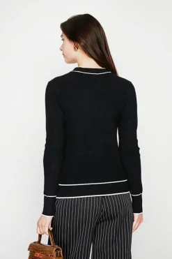 Femme C&Jo Pulls^Pull en Cachemire mélangé col V à noeud noir