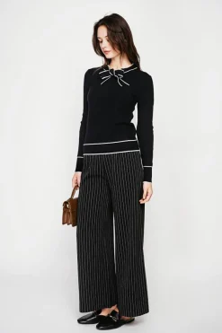 Femme C&Jo Pulls^Pull en Cachemire mélangé col V à noeud noir