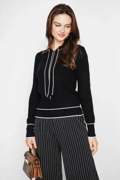 Femme C&Jo Pulls^Pull en Cachemire mélangé col V à noeud noir