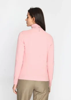 Pull en Cachemire mélangé col roulé fourré thermique rose-C&Jo Sale