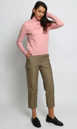 Pull en Cachemire mélangé col roulé fourré thermique rose-C&Jo Sale