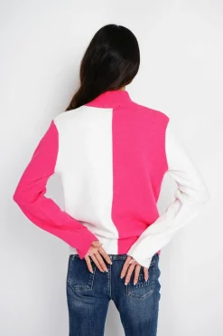 Femme Assuili Pulls^Pull en Cachemire mélangé col montant naturel/fushia