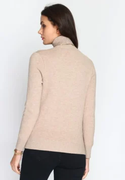 Femme C&Jo Pulls^Pull en Cachemire mélangé col roulé fourré thermique camel