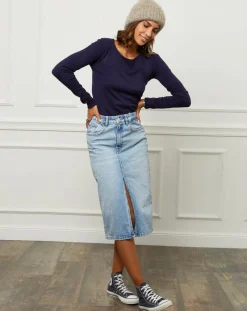 Pull en Cachemire mélangé Célia marine-Soft Cashmere