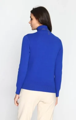 Femme C&Jo Pulls^Pull en Cachemire mélangé col roulé fourré thermique royal