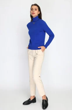 Femme C&Jo Pulls^Pull en Cachemire mélangé col roulé fourré thermique royal