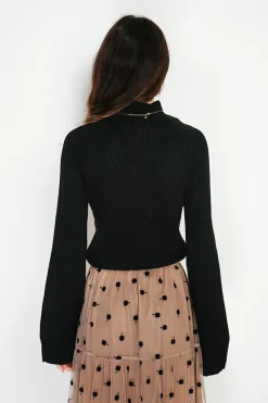 Femme C&Jo Pulls^Pull en Cachemire mélangé col montant noir