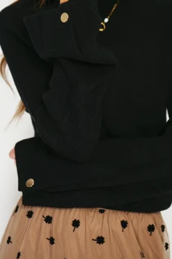 Femme C&Jo Pulls^Pull en Cachemire mélangé col montant noir