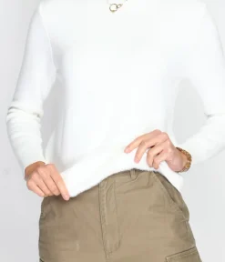 Pull en Cachemire mélangé col roulé fourré thermique naturel-C&Jo Clearance