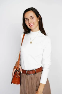 Femme Assuili Pulls^Pull en Cachemire mélangé col montant naturel