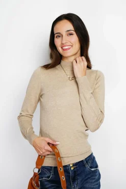 Femme Assuili Pulls^Pull en Cachemire mélangé col montant camel