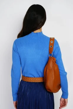 Femme Assuili Pulls^Pull en Cachemire mélangé col montant azur