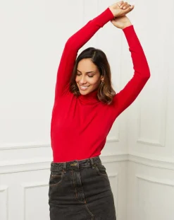 Pull en Cachemire mélangé Ilyana rouge-Soft Cashmere Online