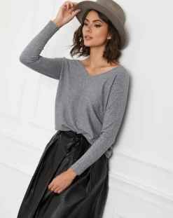 Pull en Cachemire mélangé Jennie gris-La Petite Parisienne Outlet