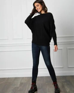 Pull en Cachemire mélangé Lena noir-Fleur de cachemire Online