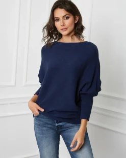 Pull en Cachemire mélangé Lena marine-Fleur de cachemire Online