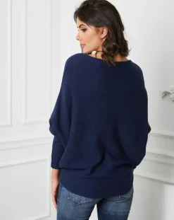 Pull en Cachemire mélangé Lena marine-Fleur de cachemire Online