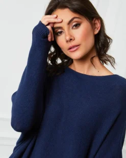 Pull en Cachemire mélangé Lena marine-Fleur de cachemire Online