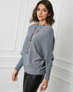 Pull en Cachemire mélangé Lena gris foncé-Fleur de cachemire Discount