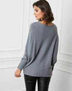 Pull en Cachemire mélangé Lena gris foncé-Fleur de cachemire Discount